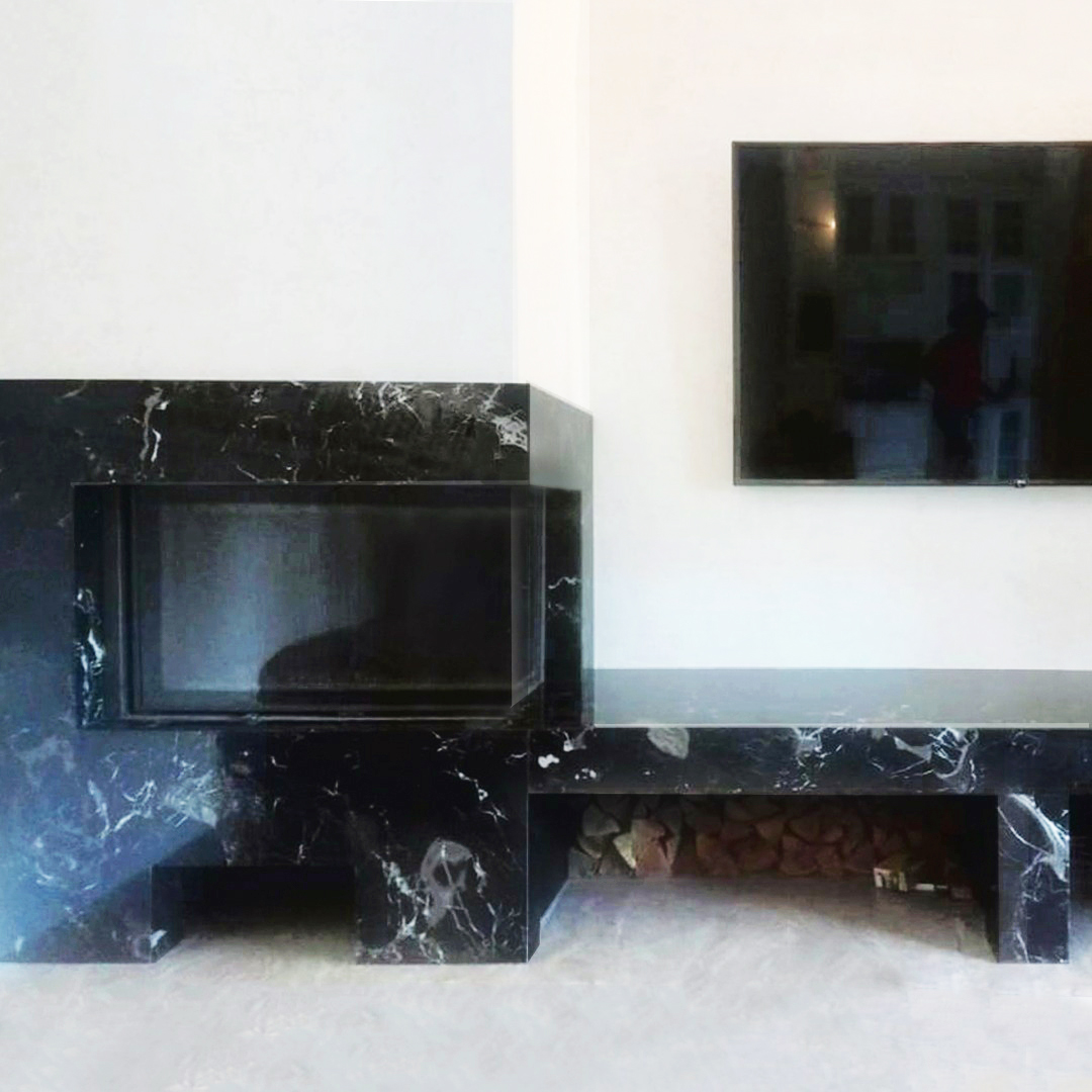 Облицовка камина мрамором Сentry flower